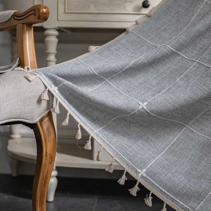 Chic Plaid Semi-Blackout Drapes with Tassel Accents
