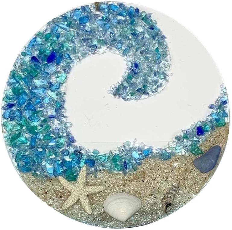 Ocean Wave Sun Catcher - Beach Decor with Sea Glass Design