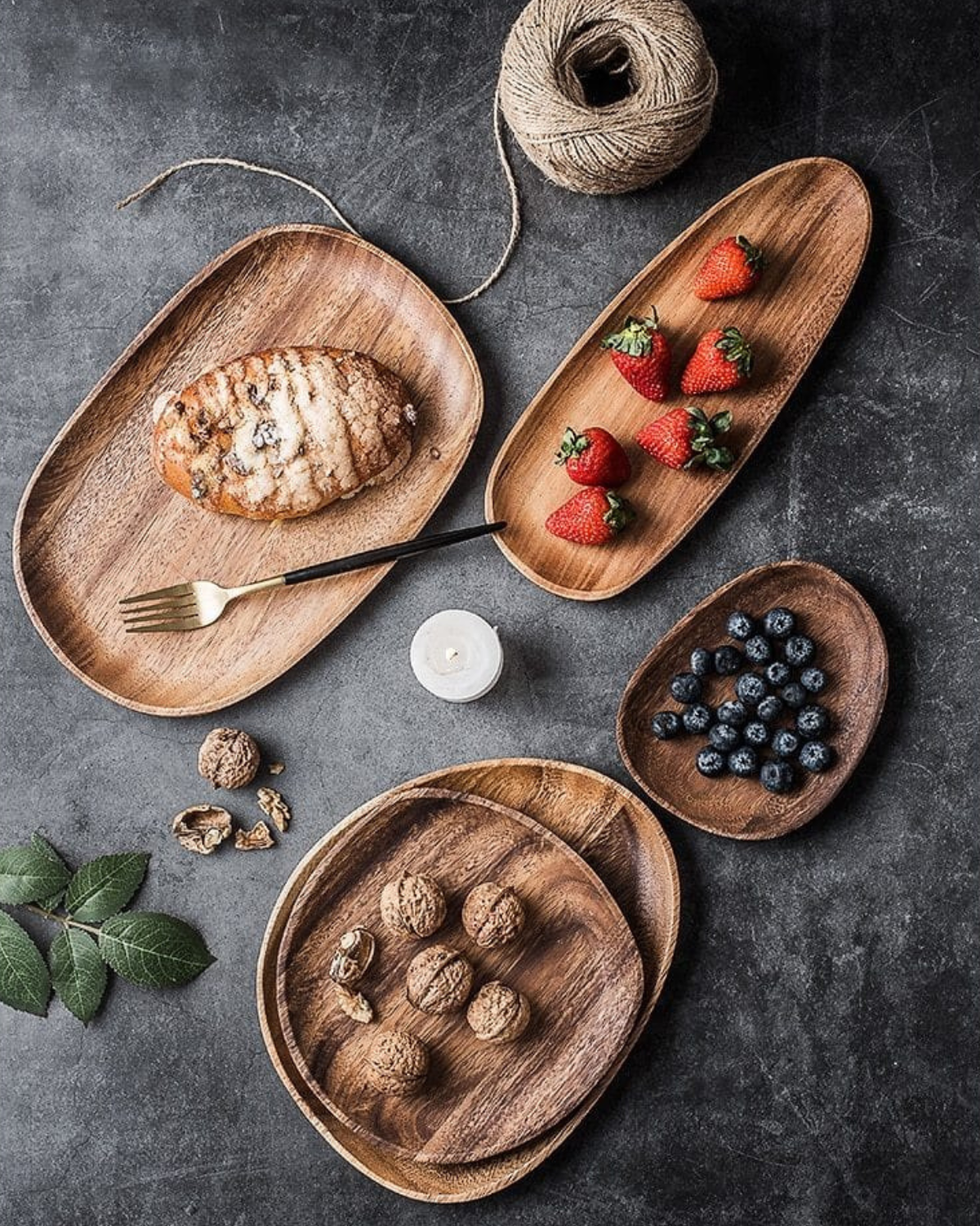 Rustic Wooden Platter Set – Natural Serving Tray for Kitchen Decor