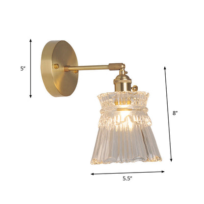 Industrial Wall-Mounted Reading Light with Swing Arm and Clear Glass Shade
