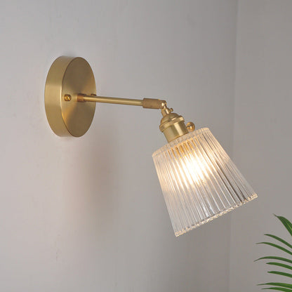 Industrial Wall-Mounted Reading Light with Swing Arm and Clear Glass Shade