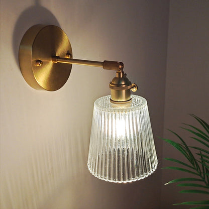 Industrial Wall-Mounted Reading Light with Swing Arm and Clear Glass Shade