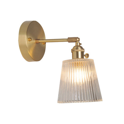Industrial Wall-Mounted Reading Light with Swing Arm and Clear Glass Shade
