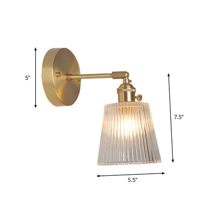 Industrial Wall-Mounted Reading Light with Swing Arm and Clear Glass Shade