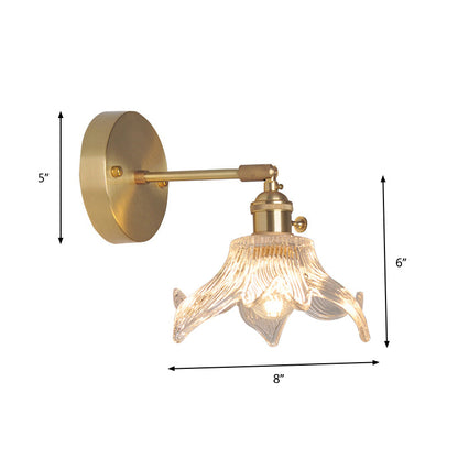 Industrial Wall-Mounted Reading Light with Swing Arm and Clear Glass Shade
