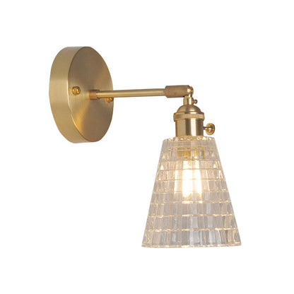 Industrial Wall-Mounted Reading Light with Swing Arm and Clear Glass Shade