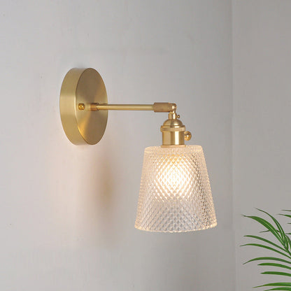 Industrial Wall-Mounted Reading Light with Swing Arm and Clear Glass Shade