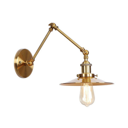 Antique Wall Lamp with Swing Arm - Scalloped Horn Cone Design, 6"/8" Width