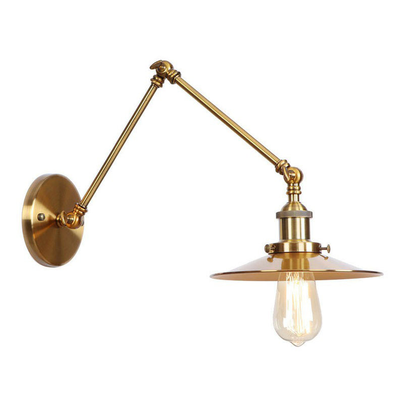 Antique Wall Lamp with Swing Arm - Scalloped Horn Cone Design, 6"/8" Width