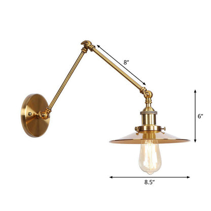 Antique Wall Lamp with Swing Arm - Scalloped Horn Cone Design, 6"/8" Width