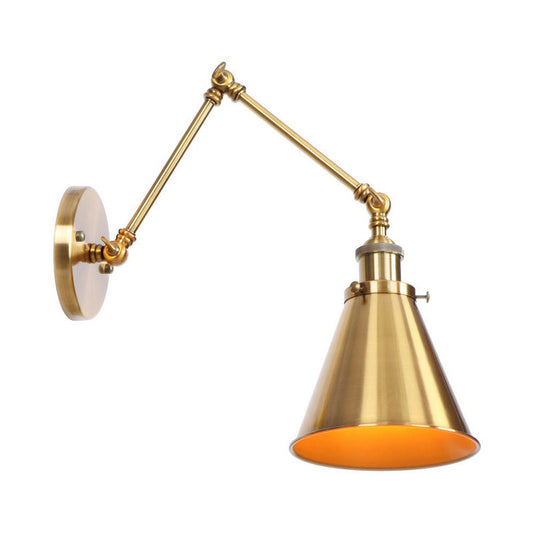 Antique Wall Lamp with Swing Arm - Scalloped Horn Cone Design, 6"/8" Width