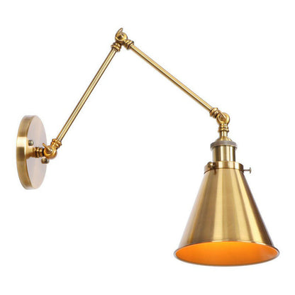 Antique Wall Lamp with Swing Arm - Scalloped Horn Cone Design, 6"/8" Width
