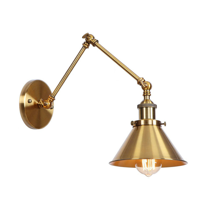 Antique Wall Lamp with Swing Arm - Scalloped Horn Cone Design, 6"/8" Width