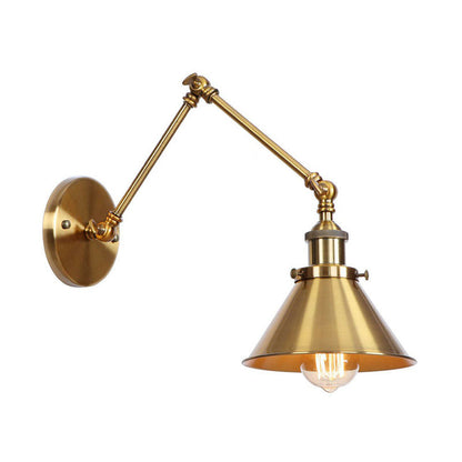 Antique Wall Lamp with Swing Arm - Scalloped Horn Cone Design, 6"/8" Width