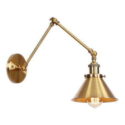 Antique Wall Lamp with Swing Arm - Scalloped Horn Cone Design, 6"/8" Width