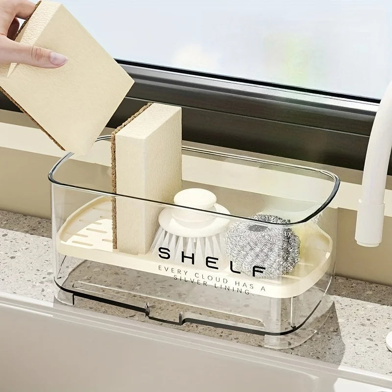 Sink Organizer with Drain Tray | Sponge and Dish Towel Holder