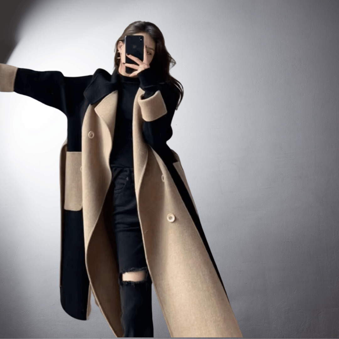 Two-Tone Straight Cut Coat for Women | Perfect for Winter