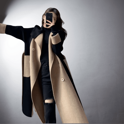 Two-Tone Straight Cut Coat for Women | Perfect for Winter