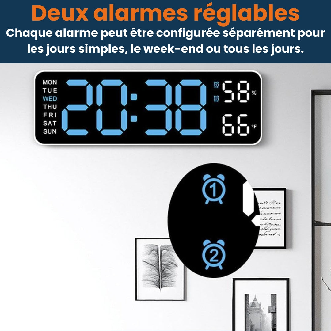Contemporary LED Wall Clock with Digital Display