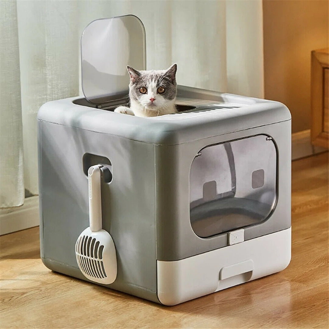 Portable Cat Litter Box - Space-Saving and Collapsible Design