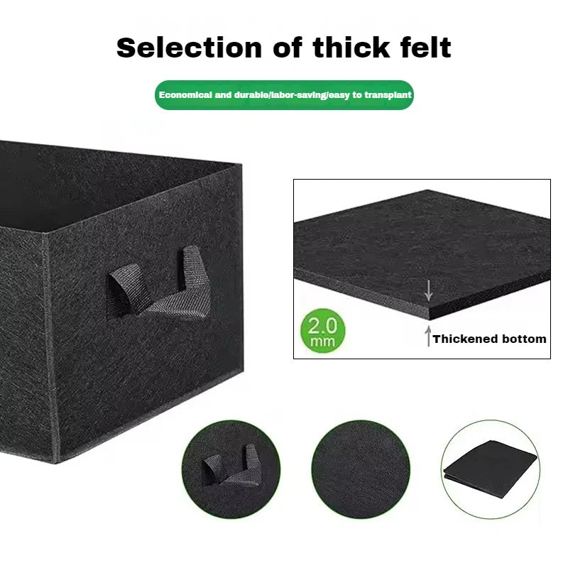 Rectangular Plant Bag – Breathable Felt Material with Handles – Sizes 6-31 Gallons