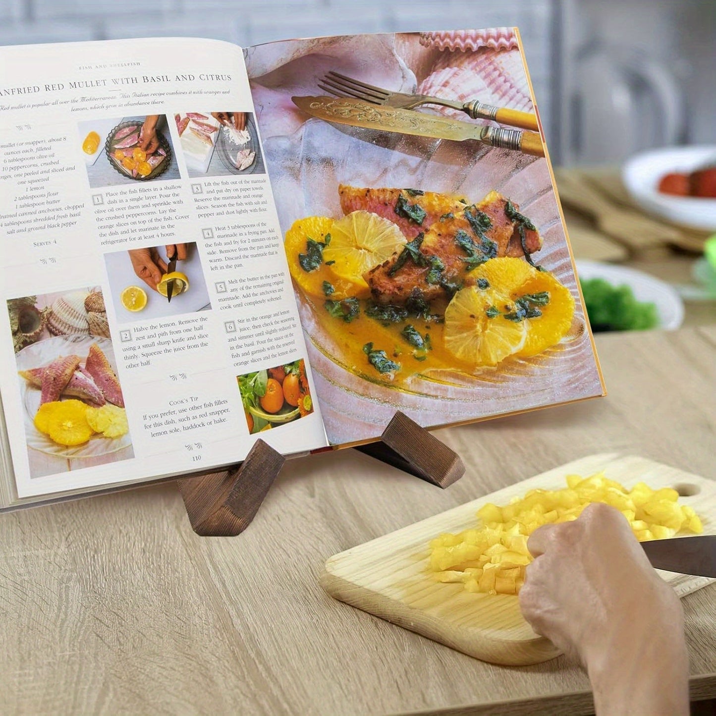 Wooden Cookbook Holder with Adjustable Angle