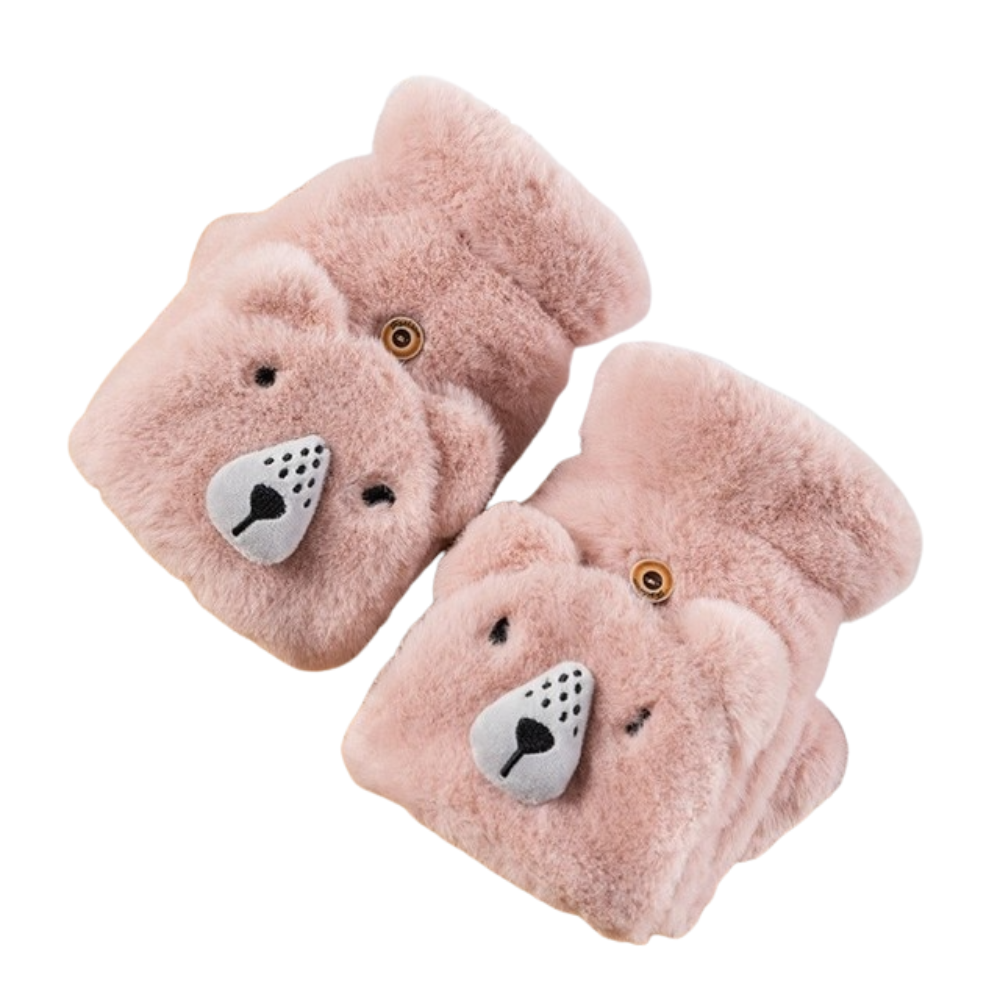 Winter Gloves for Women - Adorable Bear Fur Mittens
