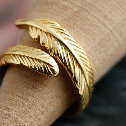 Versatile Golden Feather Adjustable Ring