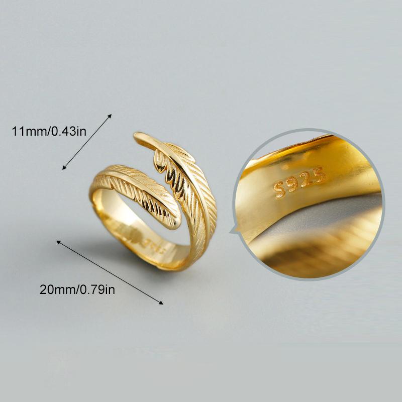 Versatile Golden Feather Adjustable Ring