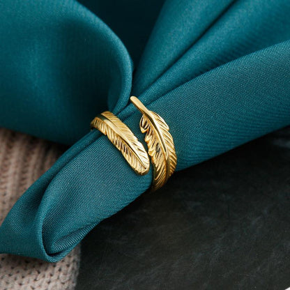 Versatile Golden Feather Adjustable Ring