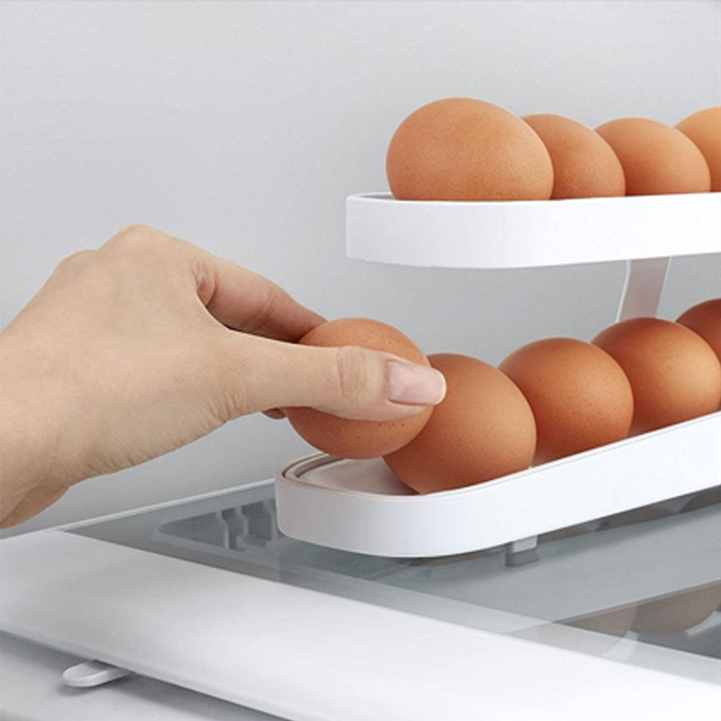 Egg Holder Storage Box with Automatic Scroll Feature