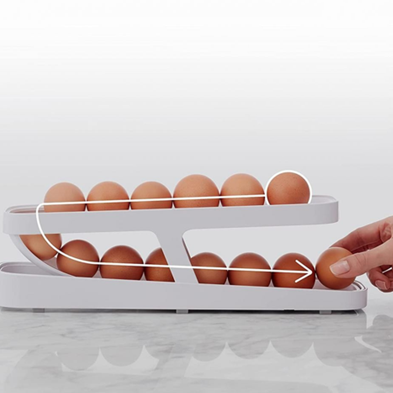 Egg Holder Storage Box with Automatic Scroll Feature