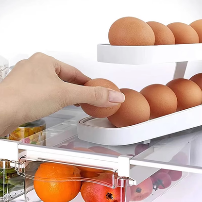Egg Holder Storage Box with Automatic Scroll Feature