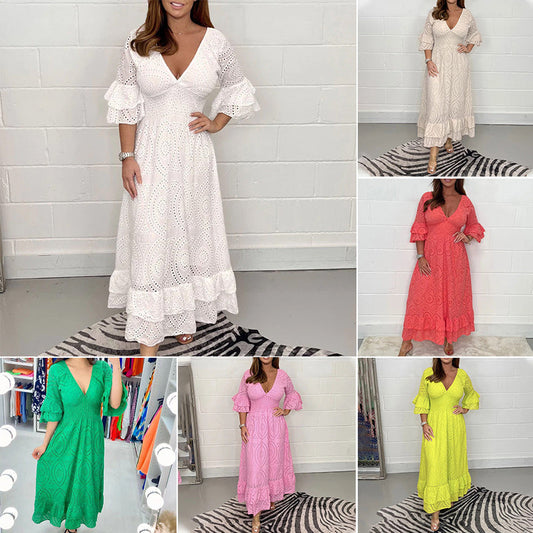 Chic Midi Dress with Ruffle Sleeves for Effortless Elegance