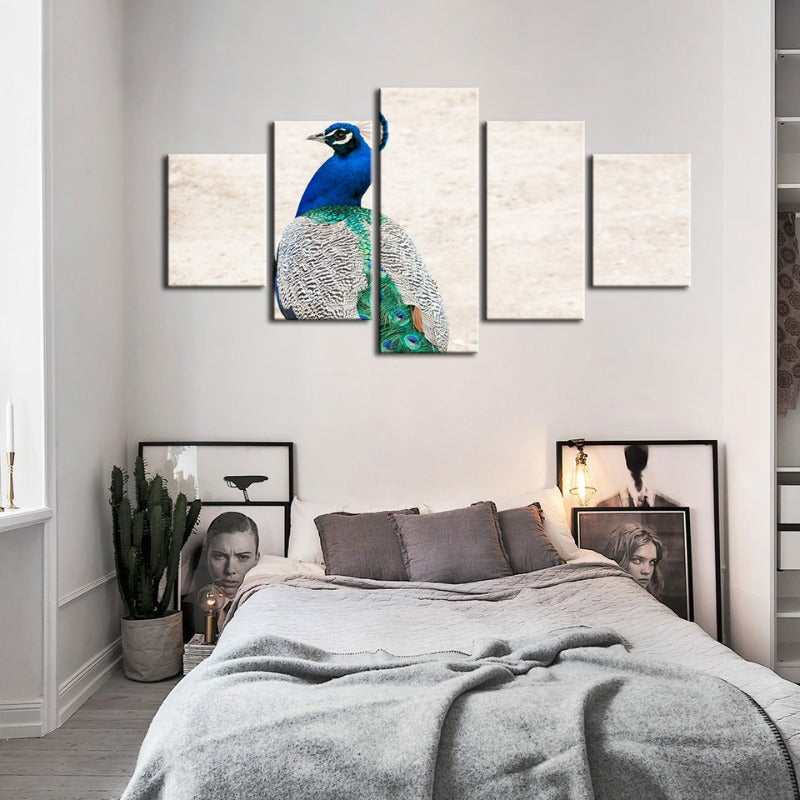 5-Piece Canvas Art Set: Regal Peacock Elegance