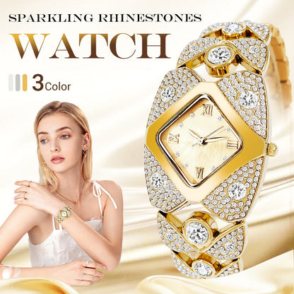 Chic Vintage Women's Watch with Natural Stone Dial