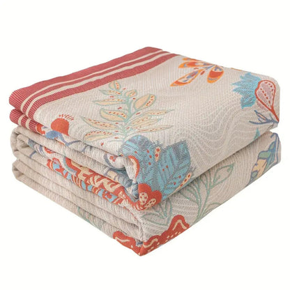 Serene Blooms Dual-Sided Cotton Throw Blanket