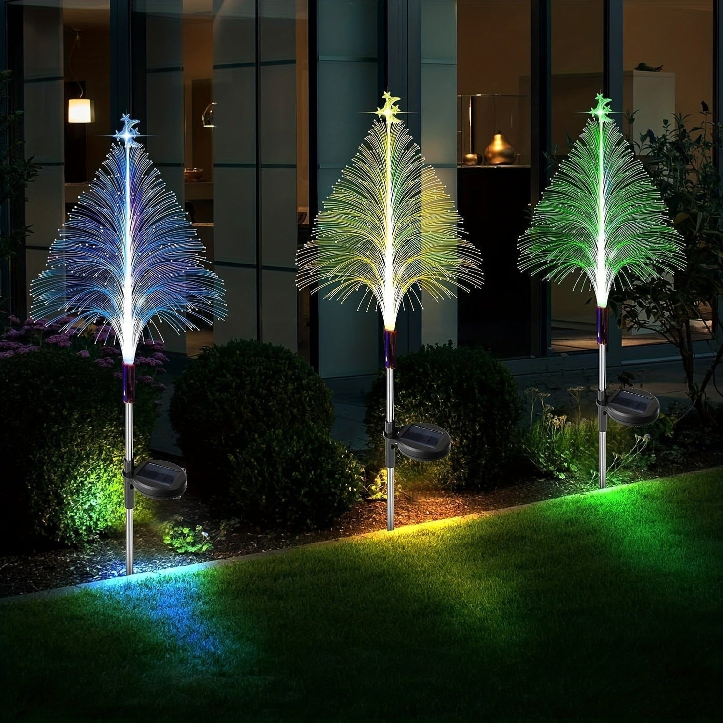 Solar Garden Light Set with 3 Color Changing LED Lights