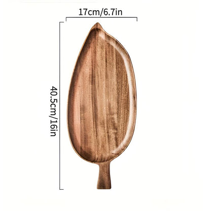Nature-Inspired Wooden Leaf Serving Tray