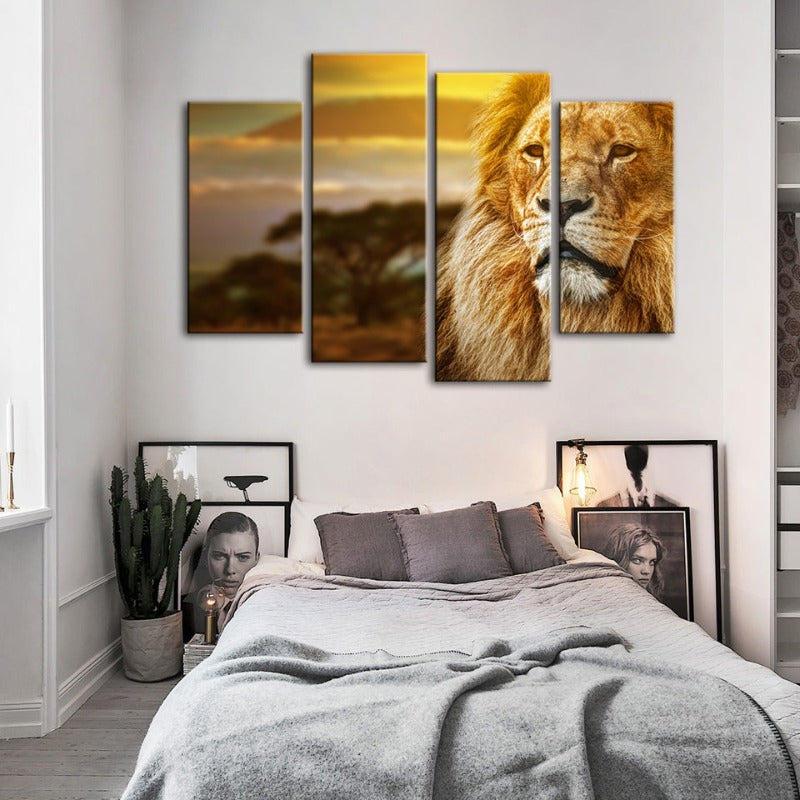 Majestic Lion Canvas Art Set - 4 Piece Collection