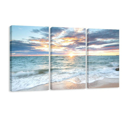 Set of 3 Serene Sunrise Beach Canvas Prints