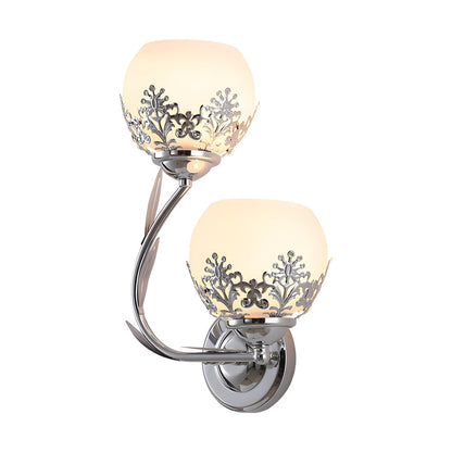 Simple European Style Wall Sconces with 2-Light Glass Flower Design