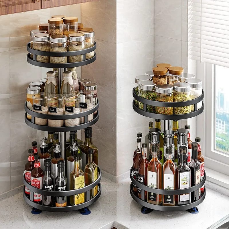 Revolving Spice Organizer with Multi-Layer Design