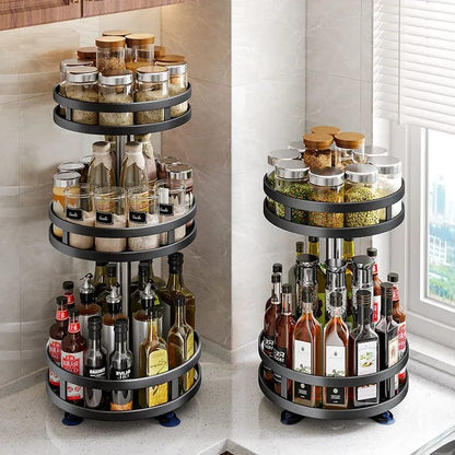 Revolving Spice Organizer with Multi-Layer Design