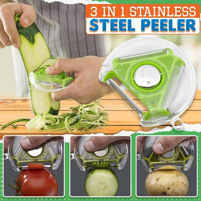 Versatile 3-in-1 Stainless Steel Peeler for Quick Prep