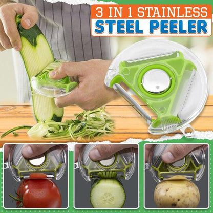 Versatile 3-in-1 Stainless Steel Peeler for Quick Prep