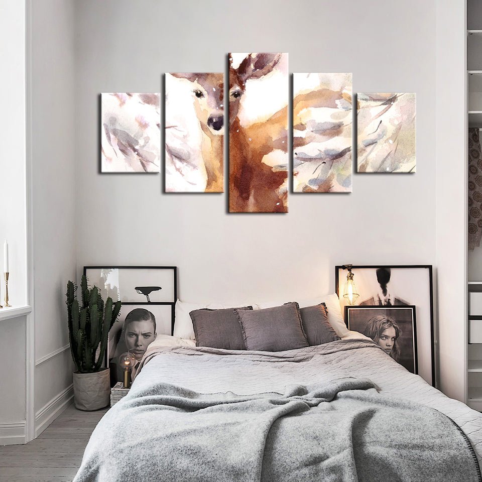 Serene Forest Fable - 5-Piece Canvas Art Set