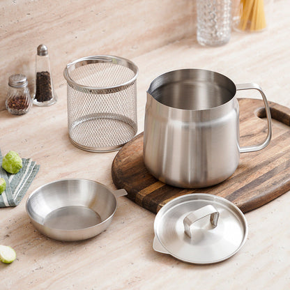 Dual-Function Stainless Steel Oil Strainer Pot