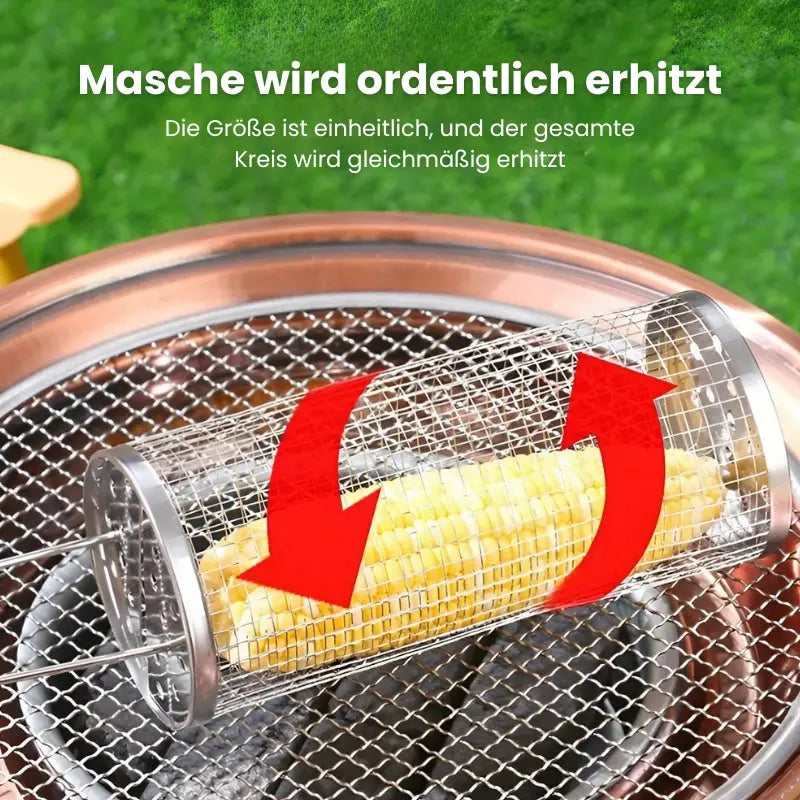 Portable Stainless Steel Grill Basket with Wheels - Buy One, Get One Free!