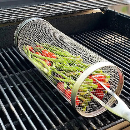 Portable Stainless Steel Grill Basket with Wheels - Buy One, Get One Free!